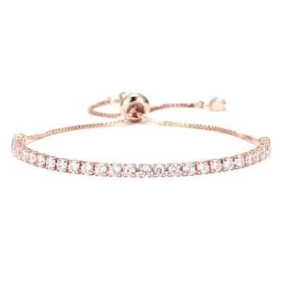 China 3mm Trendy Trendy Adjustable Cubic Zirconia Bracelet Inlaid Classic Women's Tennis Slider Diamond for sale