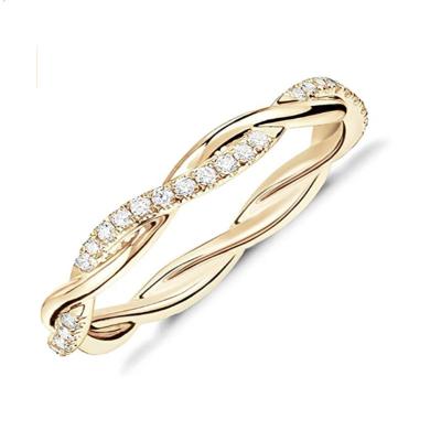 China 2022 New TRENDY Rings Jewelry Women 14K Gold Plated Ring For Silver Rope 925 Iced Out Twisted Eternal Zircon for sale