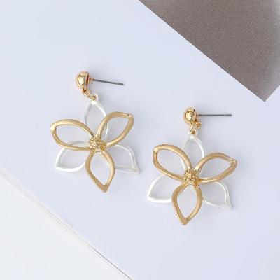 China Environmental Friendly Personality Flower Drop Earring For Women Satin Gold Silver Finish Luxury Dangle Alloy Earrings for sale