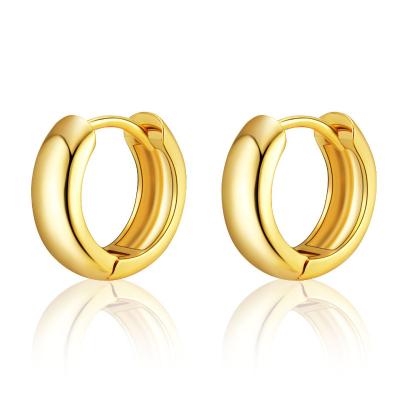 China Trendy Tasty Geometric Gold Plated Vintage Quality Chunky Brass Classic Circle Hoop Earrings For Women for sale