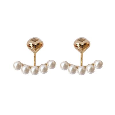 China TRENDY savory heart pearl non pierced gold plated geometric clip on stud ear clip drop jewelry trendy earrings for women for sale