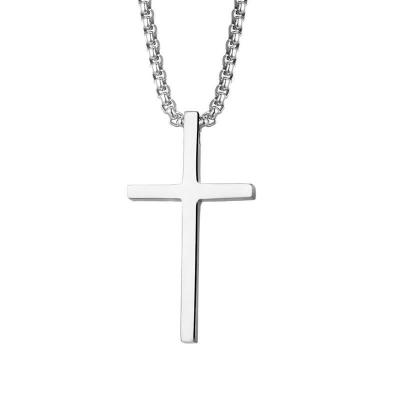 China 2022 Hot Selling Stainless Steel Simple Cross Necklace Fashion Box Fashion Pendant Chain Men for sale