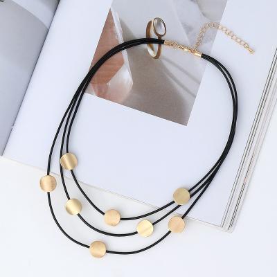 China TRENDY Fashion Simple Exquisite Multilayer Brushed Silver Matte Silver Zinc Alloy Circular Necklaces For Women for sale