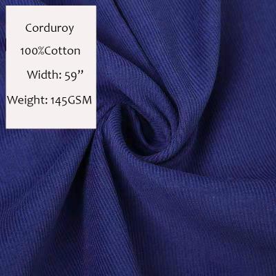 China High quality anti pill cotton 100% stock corduroy fabric for home textiles and men's and women's clothing for sale