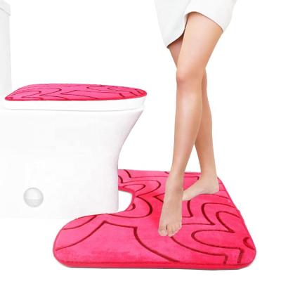 China Durable Custom Anti Slip Waterproof Mat Anti Slip Floor Toilet Non Slip Bathroom Mat 3 Piece Set for sale