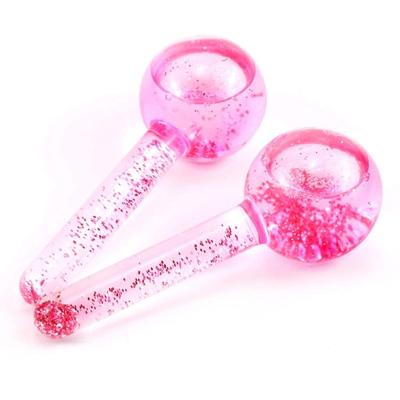 China Wholesale Hot Selling Anti-Puffiness Amazon Beauty Ball Glitter Cooling Massager Pink Ice Facial Globes For Face for sale