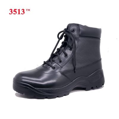 China Black Genuine Leather Embossed Leather Combat Boots Men Women Anti-odor Military Tactical Boots for sale