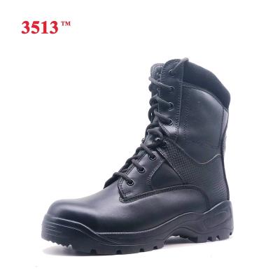 China Anti-Smell Black Genuine Leather Military Combat Boots With Zipper For Men Soldiers for sale