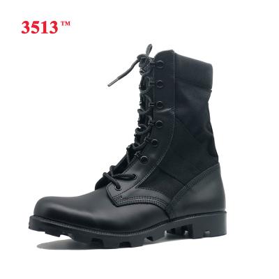 China Cheap Wholesale Black Genuine Leather Men Military Army Anti-smell Rubber Boots Tactical Shoes for sale