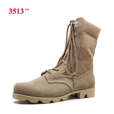 China Anti-smell genuine leather shoes and canvas desert combat boots for men with zipper for sale