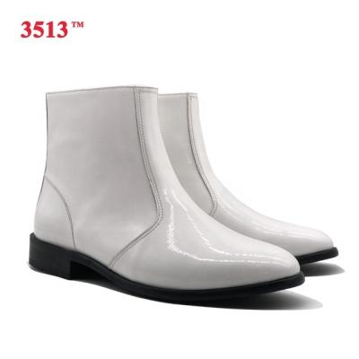 China Waterproof White Patent Leather Ankle Boots Chelsea Shoes For Men for sale