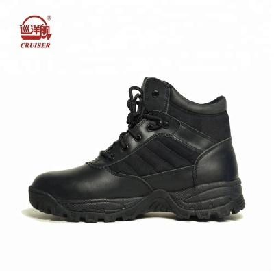 China Anti-Smell Black Police Boots Genuine Leather Tactical Shoes For Men for sale