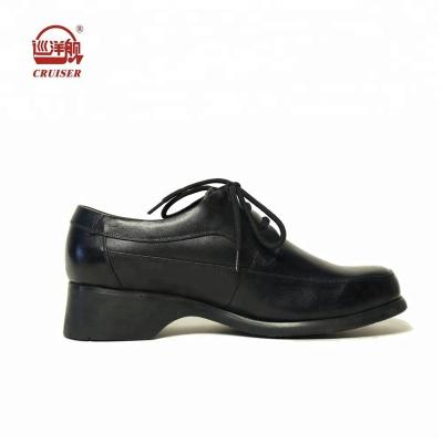 China Anti-Smell Black Gendarmerie Women Genuine Leather Casual Flat Shoes for sale