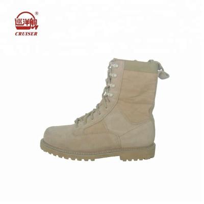 China Anti-odor camel leather military canvas and nubuck leather long desert boots for men for sale