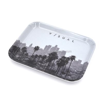 China Home Made Custom Printing 100% Wholesale Rectangular Food Grade Melamine Food Trays and Serving Tray with Handle for sale