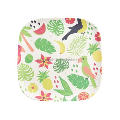 China Sustainable China Factory Manufacture Custom Printed Rectangular And Round Bamboo Fiber Dinner Plates for sale