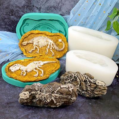 China B-5085 DIY Viable Dinosaur Specimen Cake Silicone Plaster Soap Candle Mold Skeleton Fossil Aromatherapy For New 3D Candle Mold for sale