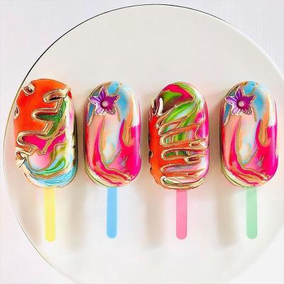 China Sustainable Durable Reusable Colorful Acrylic DIY Clear Party Popsicle Sticks For Ice Cream for sale