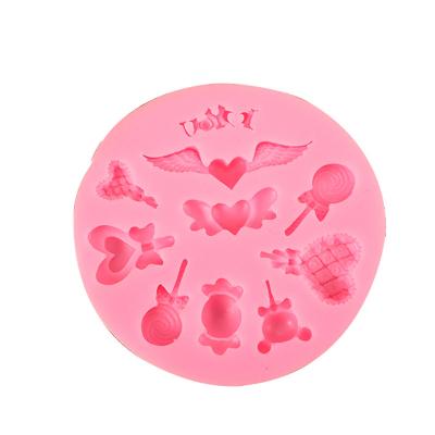 China Viable Series Combination Series Magic Wand Angel Wings Love D-0178 Magic Wand Fondant Cake Baking Chocolate Modeling Silicone Mold for sale