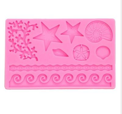 China D-0177 Cake Decorating Tools Chocolate Ocean Sugar Baking Rotation Mold Viable Silica Gel Mold Three-Dimensional Print Mold for sale