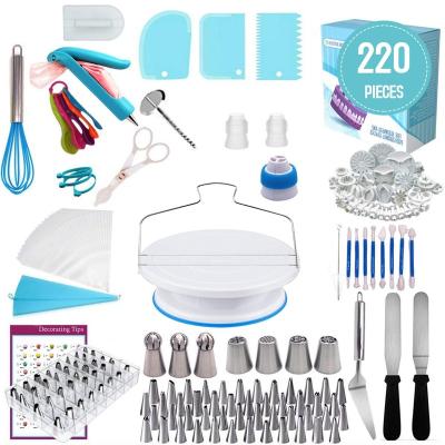 China 220pcs Sustainable DIY Decorating Spout Set Cake Tools Cake Decorating DIY Kitchen Icing Piping for sale