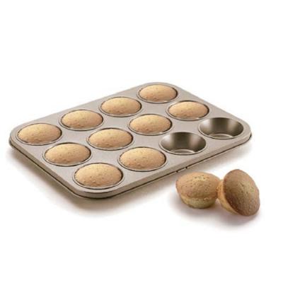 China Sustainable Carbon Steel 4 Inner & Outer 6 12 24 Cup Muffin Pan Non-Stick Liners for sale