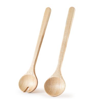 China Sustainable Ash Wood Salad Servers Set for sale