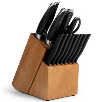 China Sustainable 17pcs Stainless Steel Kitchen Knife Block Set With Gift Kitchen Cooking Knife Set for sale