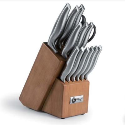 China 16 Pieces Excellent Quality Stainless Steel Sustainable Chef Kitchen Knife Set With Wooden Block for sale