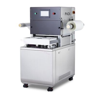 China Food DJL-370V Pneumatic Ready Made Prepared Meals Pre-Cooked Food Vacuum MAP Modified atmosphere packaging machine Tray Sealer for sale