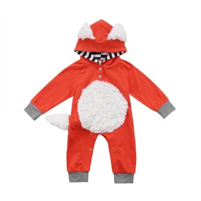 China Spandex Baby Animal Romper/Cotton Hot Selling Autumn Winter Infant Toddler Boys Girls Romper Organic Hooded Cute Fox Pattern for sale