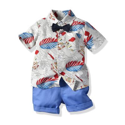 China 2021 Summer Children Gentleman Boy Formal Dress Sets Beach Party Boy Fashion 2Pcs Kids Dress Set for sale