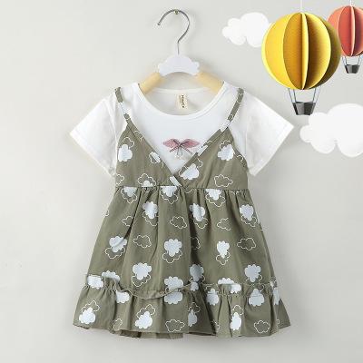 China Breathable Toddler Kids Girls Dress Ruched Patchwork Strap Dress Kids Clothes Girls Summer Dress for sale