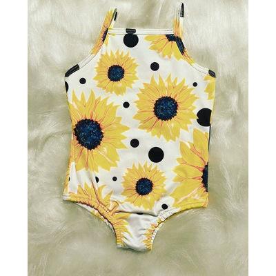 China Breathable Baby One-Piece Summer Swimwear 2021 Fashion Children's Sunflower Swimwear Backless Bikini for sale