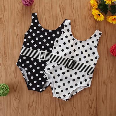 China 2021 Fashion Breathable Kids One Piece Swimsuit polka dot baby children summer swimwear backless bikini for sale