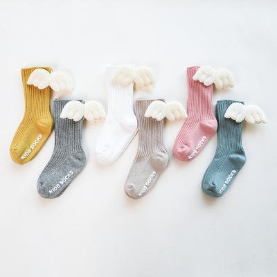 China New Brand Cotton Boys Girls Socks Angel Wings Socks Viable Breathable Kids Short Knee High Floor Socks for sale