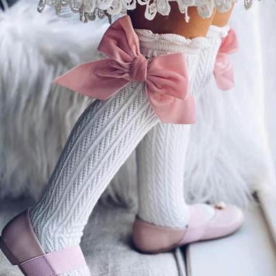 China Girls Knee High Viable Bow Big Bow Spanish Princes Big Bow Princess Toddler Girl Summer Style Bumps Mesh Ribbed Socks for sale