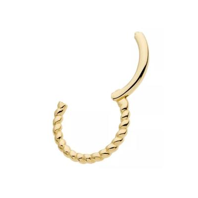 China Wholesale 14Kt Yellow Gold CLASSIC Solid Twisted Rope Hinged Segment Jewelry Clicker Piercing Ring for sale