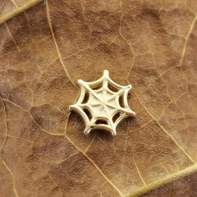 China Punk Spider Web 14K Solid Gold Threaded Ear Piercing Labret Tops Piercing Jewelry for sale