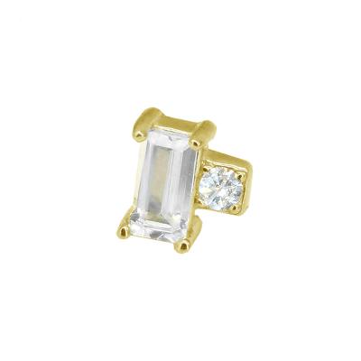 China Custom Romantic Solid Carat 14K Yellow Gold Cute Labret Embedding Ends Attachment Body Jewelry Piercing Tops for sale