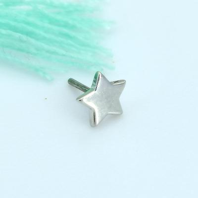 China Custom Solid Threadless Helix Shape Star Labret 14k White Gold Jewelry Piercing Tops for sale