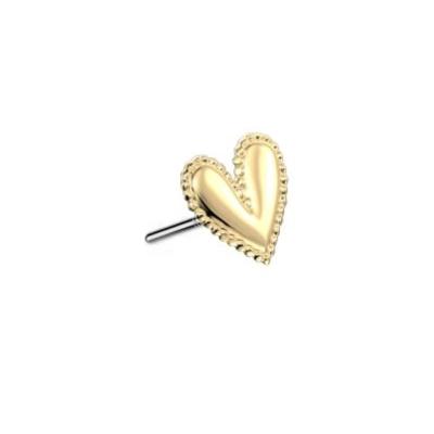 China Heart 14k Yellow Gold FineLabret Heart Solid Nose Valentine's Helix Threadless Gold Jewelry Earring Ends for sale