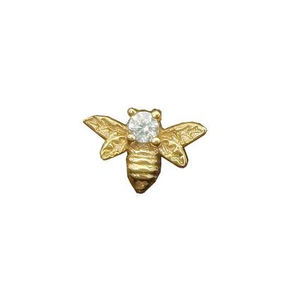 China 14kt Solid Gold Cute Honey Bee Threadless Cute Lip Ends Ear Piercing Jewelry for sale