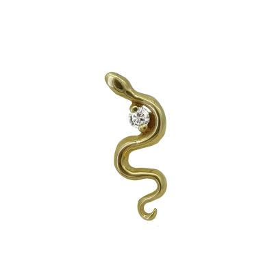 China 14kt Solid Gold Cute Diamond Snake Threadless Body Piercing Full Jewelry for sale