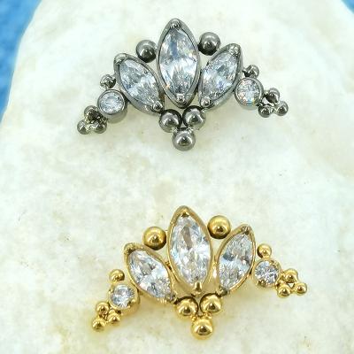 China BOHEMIA In Stock Grade ASTM F136 Marquise Earrings Titanium Implant Piercing Tops Jewelry for sale