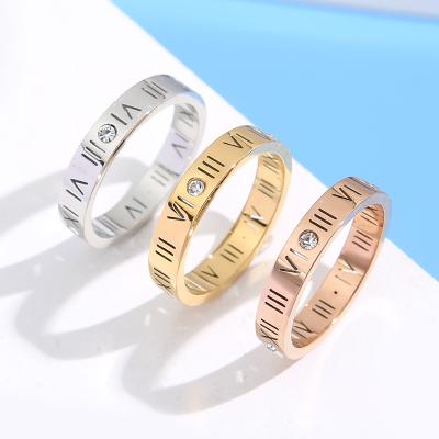 China Stainless Steel Ring Personalized Women Fashion Jewelry Roman Numeral Ring And Bracelet Silver Custom Wholesale TRENDY Gold for sale