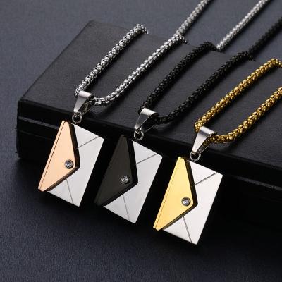 China Factory Direct Wholesale Stainless Steel Love Letter Necklace, Envelope Pendant Necklace, Envelope Pendant Necklace for sale