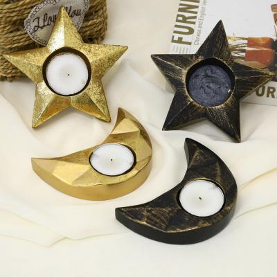 China Festival Decoration Pick Decor Resin Crafts Islamic Candle Holders Bangs Moon Star Ramadan Accessories Products EID Kareem Mubarak Ramadan Decorations for sale