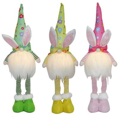 China Festival Stuff 2021 Easter Party Gnome Decoration Cartoon Rabbit With Led Lights Easter Gifts for sale