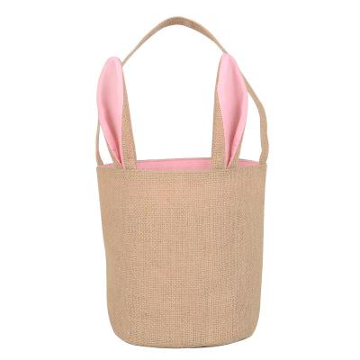 China Festival Stuff Wholesale Gold Rabbit Ear Bag Bright Kids Easter Candy Bag Easter Basket for sale